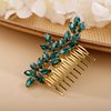 Chargances Bride Wedding Rhinestone Hair Comb Malachite Green Crystal Hair Side Comb Fashion Handmade Headpiece Bridal Hair Accessories for Wedding Prom Flower Girl (Malachite green)