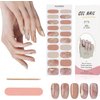 Kalolary Semi Cured Gel Nail Strips, Long Lasting Gel Nail Art Stickers with Any Nail Lamps, 20pcs Gel Nail Wrap Stickers Easy Apply&Remove with Nail File & Stick
