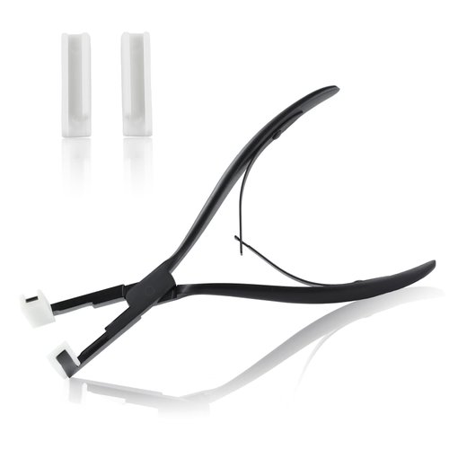 LEONTOOL Tape in Hair Extensions Pliers Stainless Steel Flat Surface Sealing Clamp Pliers Tools with A Pair of Nylon Replacement Tips, Tape Extensions Pliers Tools and Supplies for Women Human Hair