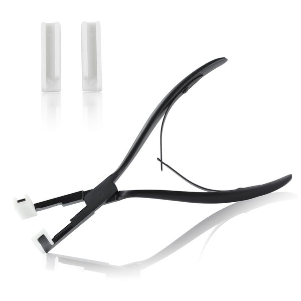 LEONTOOL Tape in Hair Extensions Pliers Stainless Steel Flat Surface Sealing Clamp Pliers Tools with A Pair of Nylon Replacement Tips, Tape Extensions Pliers Tools and Supplies for Women Human Hair