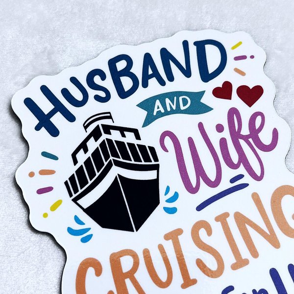 1 Husband Wife Cruising Partners for Life Door Magnet Sign, Royal Caribbean Carnival, Personalized Cruise Custom Keepsake, Refrigerator Office