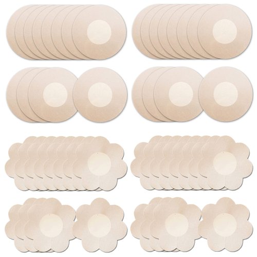 YISIBIA 40 Pairs Nipple Covers For Women Disposable Invisible & Natural Satin Nipple Stickers Petals Breast Pasties (Nude)