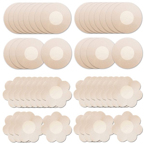 YISIBIA 40 Pairs Nipple Covers For Women Disposable Invisible & Natural Satin Nipple Stickers Petals Breast Pasties (Nude)