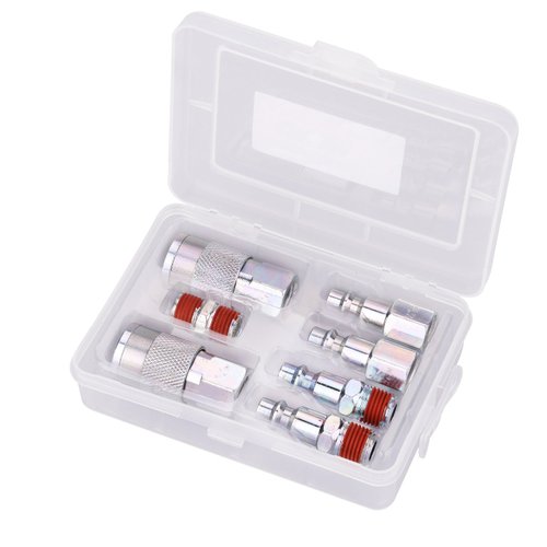 WYNNsky Air Tool Coupler and Plug Kit, 1/4 Inch NPT Fittings Industrial Type, 7 Piece w/Storage Case