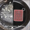 Cast Iron Cleaner,Stainless Steel Cleaner Chain Iron Scrubber with Silicone Insert,Chainmail Scrubber for Cast Iron Pans Cookware Skillet Dishwasher,Kitchen Tools Gadught (Cleaner Red)