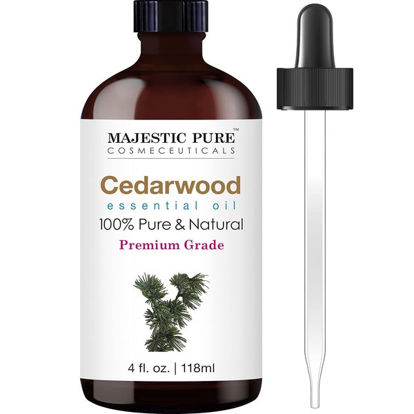 MAJESTIC PURE Cedarwood Essential Oil | 100% Pure and Natural | Premium Grade Essential Oils for Hair Care, Home Diffusers, Skin, Aromatherapy, Massage and Humidifiers | 4 Fl Oz