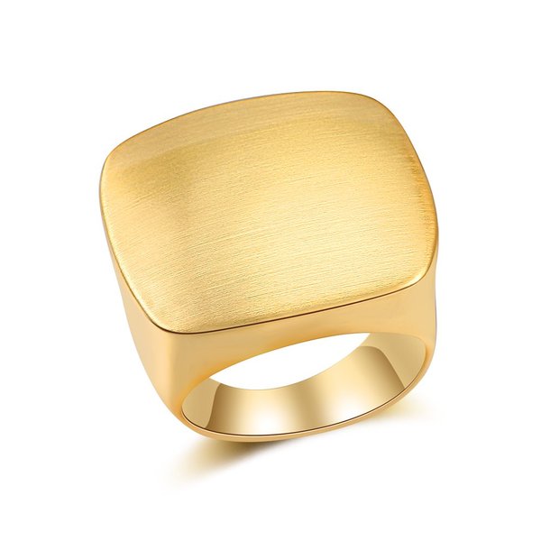 Aprilery Gold and Silver Rings for Women, Chunky Signet Statement Rings Gold Plated Band Ring Wide Metal Square Rings Cocktail Costume Jewelry Gifts for Her (A-Square Gold, 9)