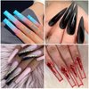 Full Cover Square Long Fake Nails - Square Shaped Ballerina Nails Tips 240pcs Full Cover False Nail Artificial Nails with Case for Nail Salons and DIY Nail Art, 12 Sizes