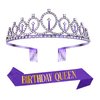 Birthday Sash and Crown for Women,Happy Birthday Sash for Women,Birthday Queen Sash and Crown,Purple Birthday Decorations,Happy Birthday Decorations for Women,Birthday Crown Adult Woman,Birthday Tiara