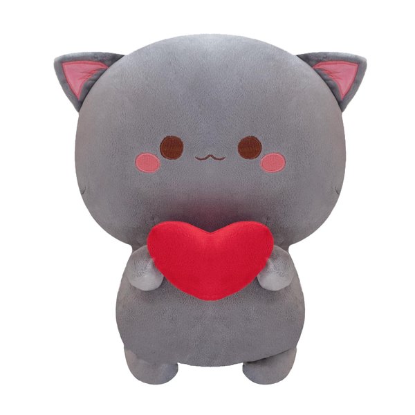 Alwoligag Cute Cat Plush Toy, Super Soft Gray Cat Plush Toy, Plush Cat Stuffed Animals, Valentine's Day Gift, Sweet Romantic Cute Cat Plush Toy(13.9 inch)
