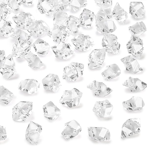 DomeStar Fake Ice Rocks, 150PCS Acrylic Gems Crystals Clear Rocks Plastic Diamonds Vase Centerpiece for Christmas Vase Fillers Winter Decoration Party Table Scatter Wedding Food Display