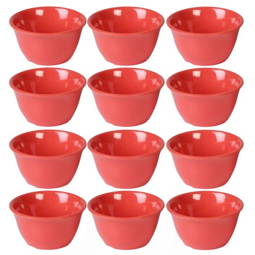 TrueCraftware- 7 oz Bouillon Cup Orange Color Melamine Set of 12- Dishwasher Safe Break-Resistant Reusable Bowls Serving Soup Bowl Broth Cups Soup Bowls Ice Cream Dipping Sauce