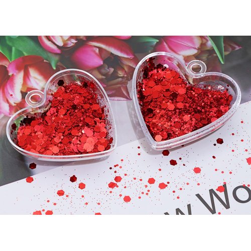 Penta Angel Chunky Glitter 50g/1.76oz Metallic Glitter Powder Craft Sequins Flakes for Resin Art Nail Makeup Face Body Festival Decoration (Red)