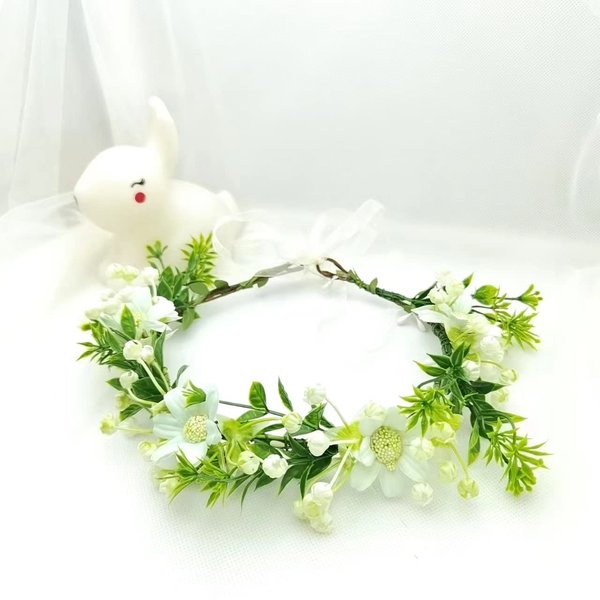 JSBH 2pcs Flower Crown Headband for Women and Girls - Perfect for Weddings, Festivals, and Parties (Green - Dancing Lady Orchids)