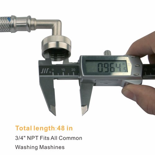 Washing Machine Hoses 4 Ft Premium Stainless Steel with 90 Degree Elbow, Burst Proof (2 Pack) Red and Blue Striped Water Connection Inlet Supply Lines for Washer, Washer Hoses 4 ft from Wellup