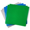 Apostrophe Games Building Blocks Base Plates Compatible with All Major Brands – (6-Pack - 2 Green, 2 Blue, 2 Gray) 10-1/16" x 10-1/16" Inches Baseplate for Building Bricks – Durable and Sturdy