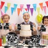 OBUSATT 96PCS 70th Birthday Party Supplies Black and White Silver 70th Happy Birthday Paper Plates Napkins 70th Party Decorations 70 Years Old Dinnerware Party Favor Men Women Tableware Serves 24