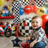 Eoopoon Race Car Balloons Party Decorations,42 Inch Black and White Checkered Number Balloon 1, 1th Race Car Birthday Party Supplies, Race Car Balloon Theme Party Decor Supplies 7Pcs(Checkered set 1)