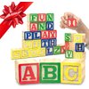 Skoolzy Wooden Alphabet Blocks - 30 ABC Wooden Blocks for Toddlers - Wood Alphabet Stacking Toys - Alphabet Learning Toys Ages 2 +