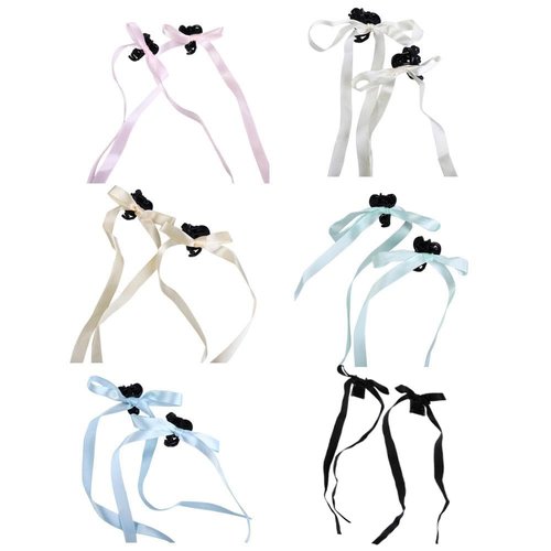 Kopida 6 Pair Hair Claw with Bows for Women Girl Hair Decor, Hair Ribbon with Long Tail Bowknot Hair Clips Hair Barrettes Mini Hair Claw(purple)