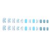 MISUD Short Square Press on Nails Squoval Fake Nails Glossy Glue on Nails Summer Blue Swirl Artificial Acrylic Nails Bling Glitter Stick on False Nails with Design 24 pcs