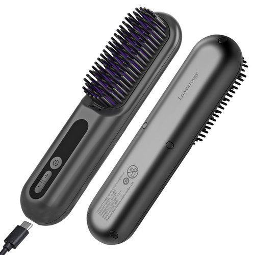 LOWRA ROUGE SL-620 Cordless Hair Straightening Comb, Wireless Hair Straightener Brush for Women, Portable Hot Comb Hair Straightener for Travel, USB Rechargeable, Anti-Scald, 9-Temp Settings