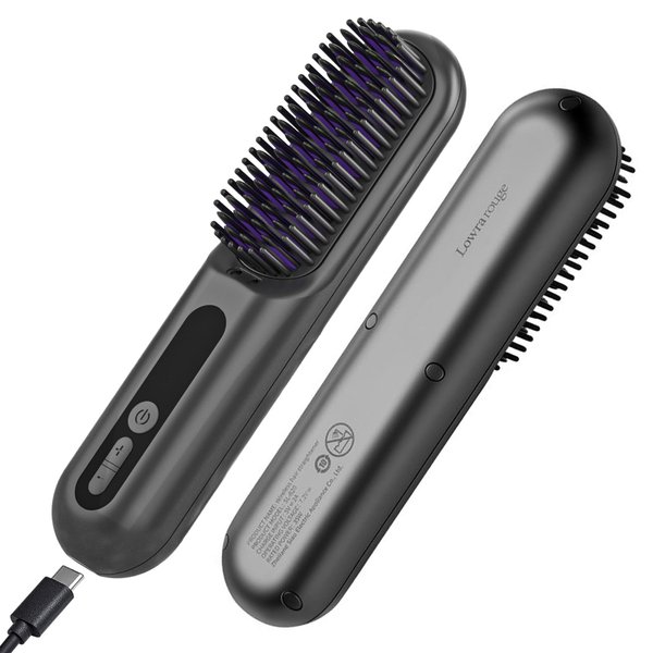 LOWRA ROUGE SL-620 Cordless Hair Straightening Comb, Wireless Hair Straightener Brush for Women, Portable Hot Comb Hair Straightener for Travel, USB Rechargeable, Anti-Scald, 9-Temp Settings