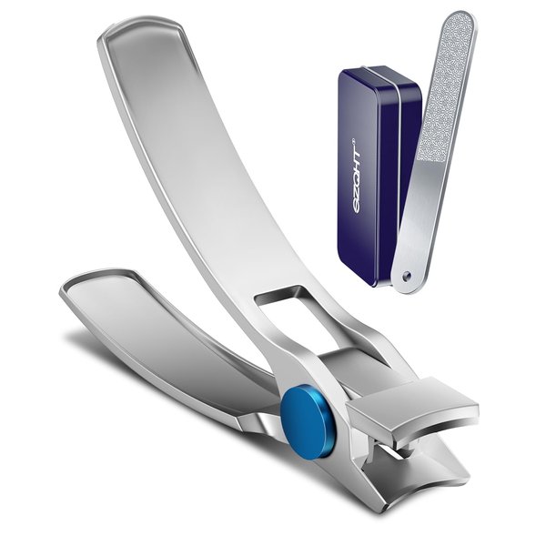 Nail Clippers for Thick Nails,Toenail Clippers for Ingrown Nails,Fingernail Clipper,Toe Nails Cutter,Curved handle- Good looking Silver