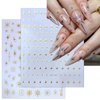 Star Nail Sticker 6 Sheets Gold Sliver Star Nail Art Stickers Shiny Gold Laser Silver Black Rhinestone Stars Nail Decals Glitter Charms Four-Pointed Star Nail Design Nail Accessories for Women Girl