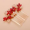 Teyglen Women Dainty Silver Gold Green Rhinestones Bride Wedding Hair Comb Luxurious Hair Accessories Shiny Red Blue Rhinestones Bridal Side Hair Combs for Women Bride Girls (Gold Red)