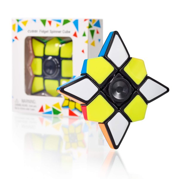 CUBIDI® Star Fidget Cube Spinner 2 in 1 Toy, 1x3x3 Magic Speed Cube for Adults, Teens and Kids, Handheld, Lightweight, Durable for Anti-Stress Sensory, Desk Toy, Ideal as Travel Fidgeting, Spinner Toy