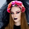 WILLBOND 3 Pcs Mexican Rose Flower Crown Headband Easter Mardi Gras Headpiece Cosplay Headgear for Party (Stylish Colors)