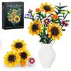 Flower Bouquet Building Set, Sunflower Botanical Collection Blocks Kit Compatible with Lego for Adults Women and Teens Girls 8+ Valentines Day Artificial Flower Decor (1161PCS)