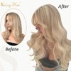 Sunny Wire Hair Extensions Blonde Highlights Wire Human Hair Extensions Pastel Pink Blonde Highlight Bleach Blonde Invisible Fish Line Hair Extensions Blonde for Women Hair Extension 80G 12Inch