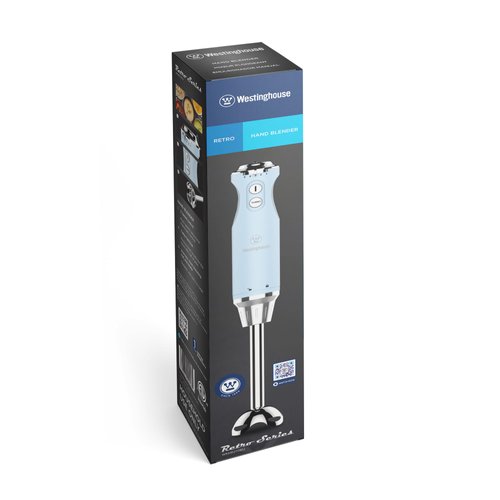 Westinghouse Hand Blender - 5-Speed Immersion Blender with Turbo Function, Stainless Steel Blade & Rod, 500W Power, Easy to Clean, Retro Kitchen Appliance for Smoothies & Soups, Blue