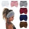 Wecoe Headbands for Women, 6pcs Fashion Knotted Headbands Wide Elastic Thick Turban Headbands for Wigs African Hair Head Wrap Sweat Headbands Workout Hair Bands Gym Hair Accessories For Women(Set B)