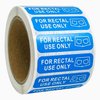 500 for Rectal Use Only Stickers / 1.5" x .433" Blue Stickers with Permanent Adhesive Made with Durable PVC Material Waterproof - White Lettering, Easy to Read