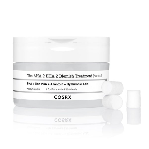 COSRX AHA 2% BHA 2% Blemish Treatment Serum, 60+ Pure Cotton Balls, Quick & Easy Daily Spot Treatment, Blackheads & Whiteheads, Sebum Control, Paraben Free, Phthalates Free, Korean Skincare