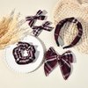 DEEKA School Uniform Plaid Hair Bows & Knotted Plaid Headband & Scrunchies Fable Hair Bow Set Alligator Clips for Toddler Girls Hair Accessories for Little School Girls (Burgundy)