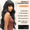 Allbell Long Wavy Wig with Bangs Black Wigs for Women 26 Inch Curly Wigs Natural Looking Synthetic Heat Resistant Fiber Wigs for Daily Party Use