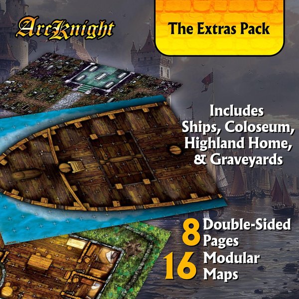 Arcknight The Extras Pack Roleplaying Battlemaps; 16 Modular RPG Maps in 8 Double-Sided Pages, 1" Square Grid, Modular & Versatile Design for Tabletop Gaming - for Dungeons & Dragons & Pathfinder