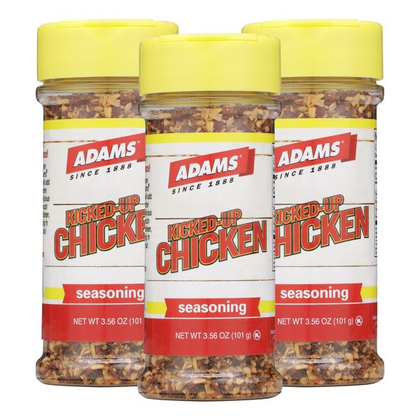 Adam's Seasonings 3.5-6oz Container (Pack of 3) Choose Flavor Below (Kicked-Up Chicken 3.56oz)