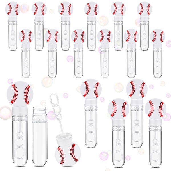PullCrease 16 Pcs Baseball Bubble Wands Party Favors Baseball Gifts Birthday Bubble Wand Bulk Baseball Party Decorations Baseball Theme Birthday Party Supplies for Outdoor