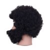 HAIRWAY Afro African Male Mannequin Head Kinky Curly 4C 100% Human Hair 8 Inch Manikin Training Doll Head with Beard for Practicing Hairdresser Styling Cosmetology Hair Cut with Stand Table Clamp