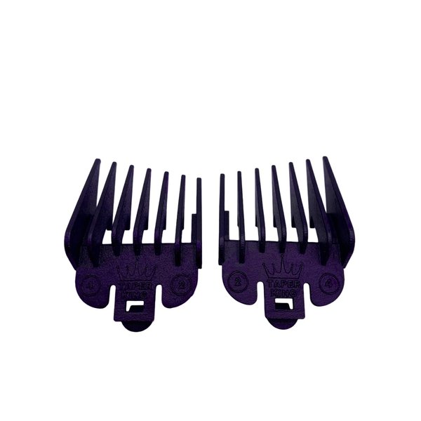 Taper King Hair Clipper Guide Comb Guard Set - Fool Proof Tapers & Fades at Home! Amethyst - #2 to #4 - Compatible with Wahl/Conair Clippers!