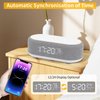 Couperos 4in1 Alarm Clock with Wireless Charging Wireless Speaker Night Light & Temperature Display – Customized Sleep-Wake Routine Alarm Clock for Heavy Sleepers (Gray)