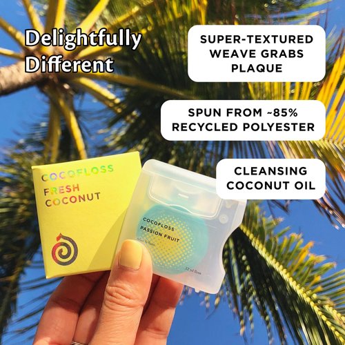 Cocofloss Woven Dental Floss, Dentist-Designed Oral Care, Coconut Scent, Waxed, Expanding, Kid-Friendly String Floss with Coconut Oil, 3 Spools (33 yd each)