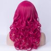 PATTNIUM Hot Pink Wig Women Shoulder Length Curly Wig Dark Pink Wig With Bangs for Women and Girls Synthetic Cosplay Costume Wig (Hot Pink)