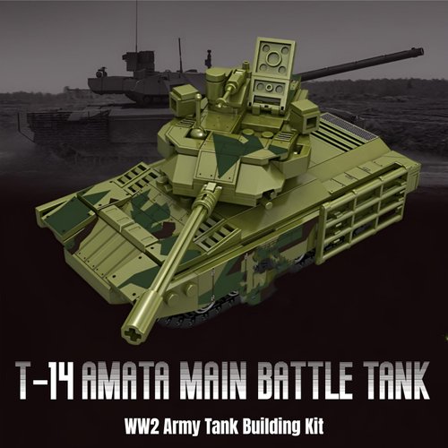 WULOBOOI WW2 Army T-14 Tank Toys Building Blocks Set, Adult Collectible Tanks Model to Display, 392 Pieces Educational Construction Toys Gifts for Military Fans Boys Kids 8 9 10+