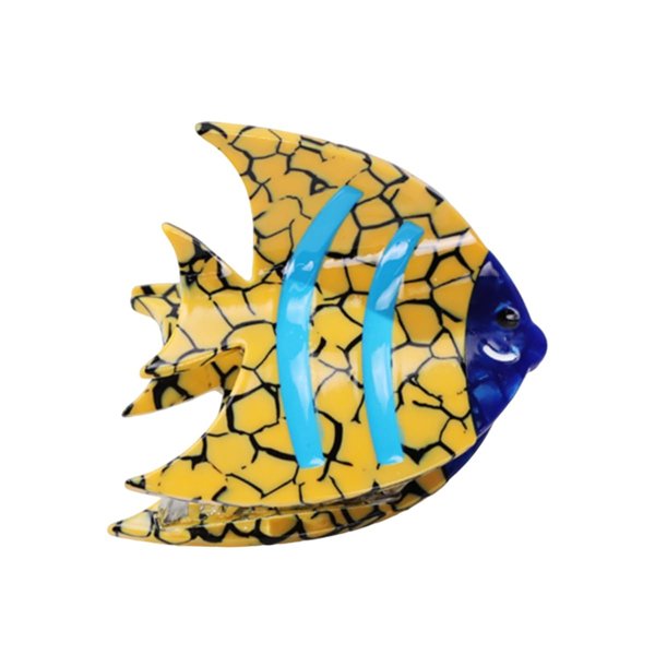 Cute Tropical Fish Hair Clip,Acetate Claw Clips,Hair Clips for Women,Marble Yellow